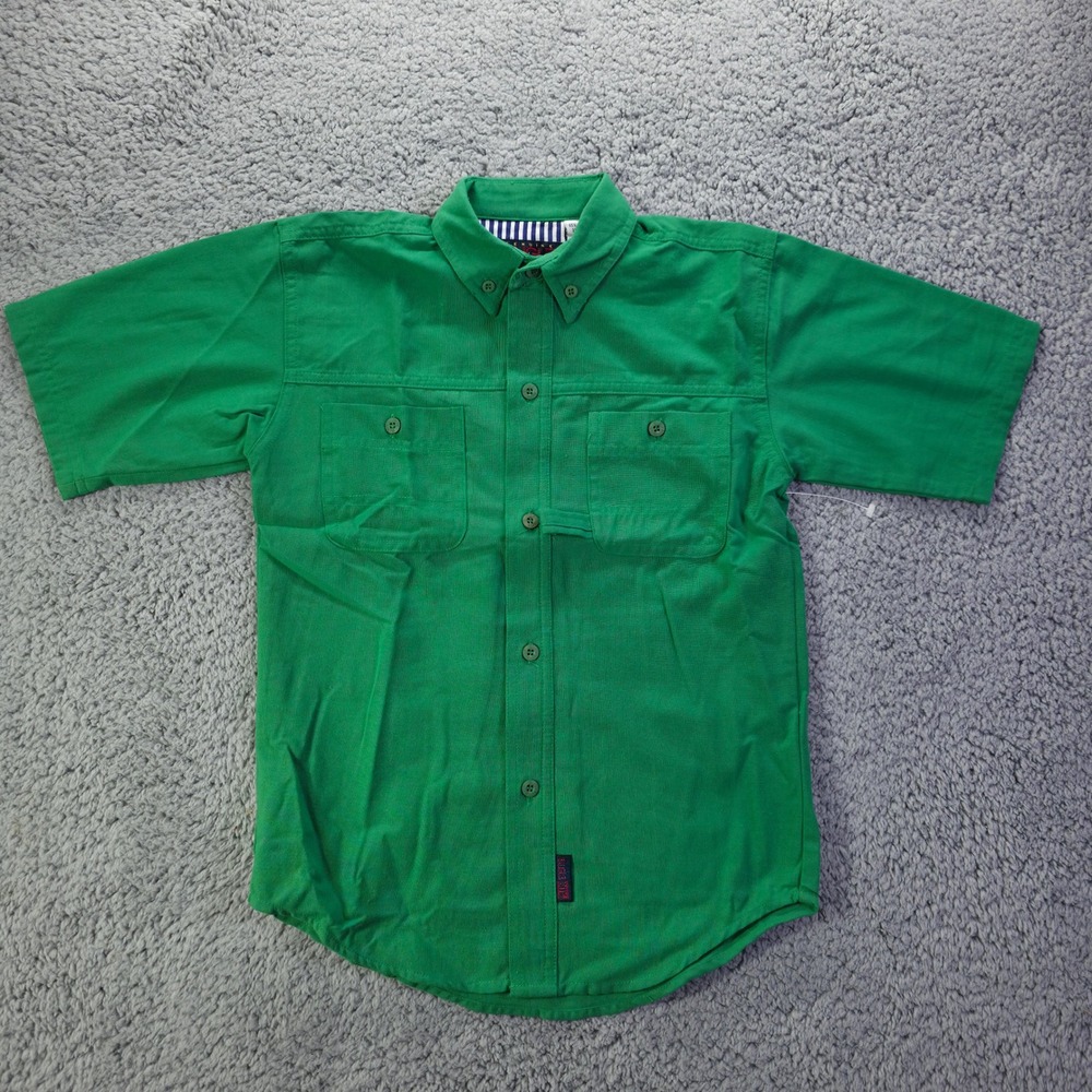 Bugle Boy Kids Green Short Sleeve Button Up Shirt Size L 7 Utility Vintage